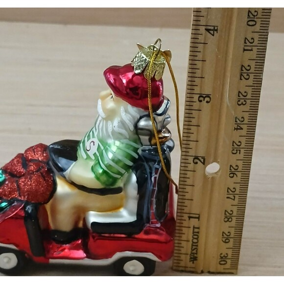 Santa Claus Driving Golf Cart "I love Golf" Glass Christmas Ornament Gift Idea - Picture 10 of 11